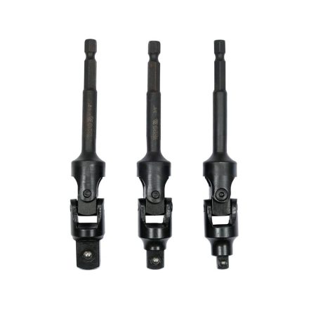 YATO YT-04641 Csuklós dugókulcs adapter készlet 3 részes 1/4" Hex -> 1/4" 3/8" 1/2" négyszög CrV