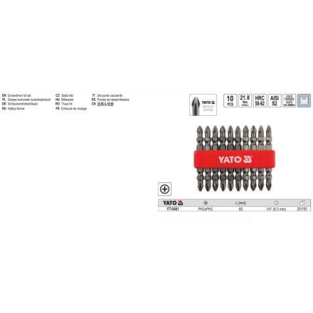 YATO YT-0481 Bithegy PH2 x PH2 1/4" 65 mm (10 db/cs)