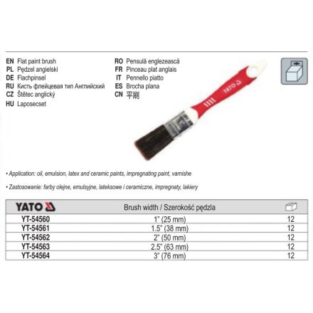 YATO YT-54564 Ecset műanyag nyéllel 3" kevert sörte