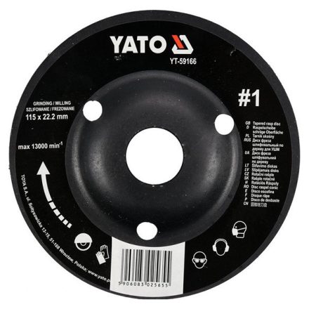 YATO YT-59166 Ráspolykorong durva #1 115 x 22,2 mm