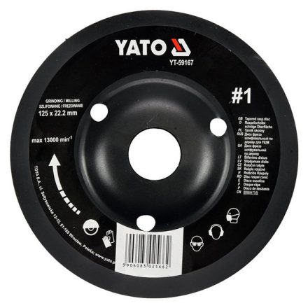 YATO YT-59167 Ráspolykorong durva #1 125 x 22,2 mm