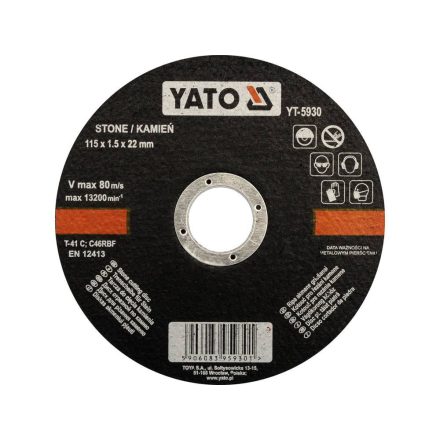 YATO YT-5930 Vágókorong kőre 115 x 1,5 x 22 mm