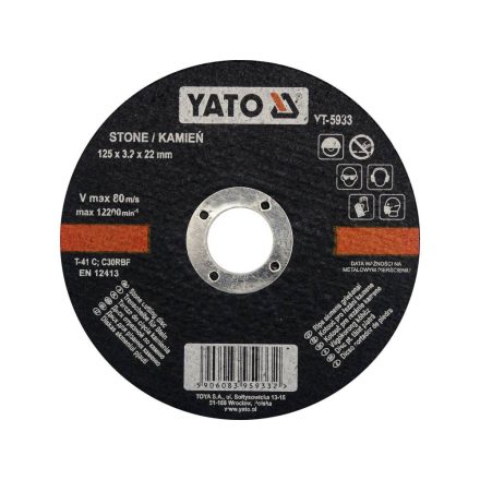 YATO YT-5933 Vágókorong kőre 125 x 3,2 x 22 mm