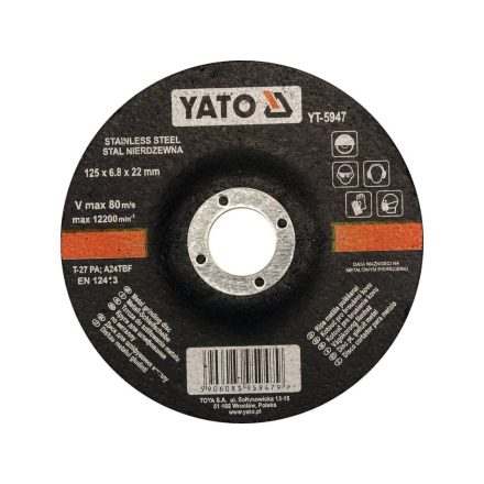 YATO YT-5947 Tisztítókorong fémre 125 x 6,8 x 22,2 mm inox