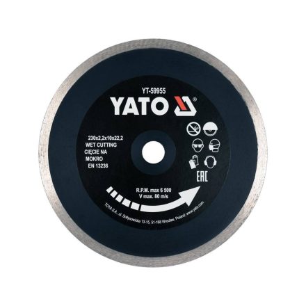 YATO YT-59955 Gyémánt vágókorong 230 x 2,2 x 10 x 22,2 mm folytonos