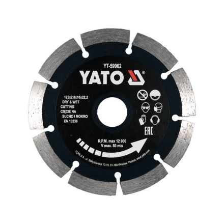 YATO YT-59962 Gyémánt vágókorong 125 x 2,0 x 10 x 22,2 mm szegmentált