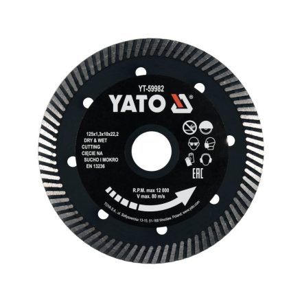 YATO YT-59982 Gyémánt vágókorong 125 x 1,3 x 10 x 22,2 mm turbó