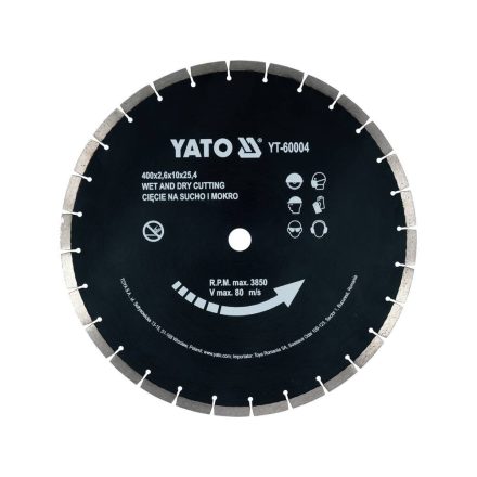 YATO YT-60004 Gyémánt vágókorong 400 x 3,6 x 10,0 x 25,4 mm szegmentált
