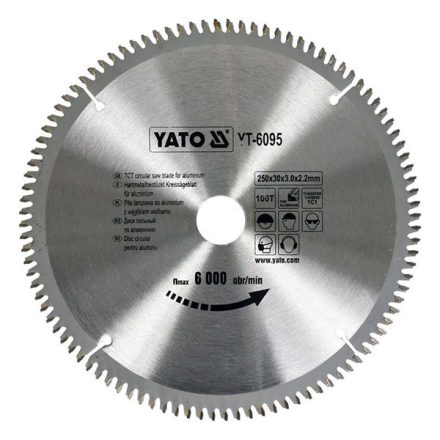 YATO YT-6095 Fűrésztárcsa alumíniumhoz 250 x 30 x 2,2 mm / 100T