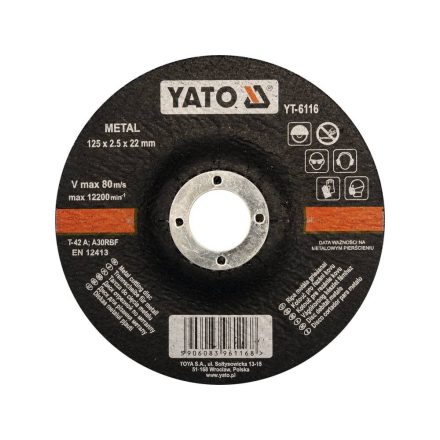 YATO YT-6116 Vágókorong fémre 125 x 2,5 x 22,2 mm