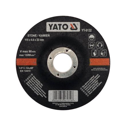 YATO YT-6132 Tisztítókorong kőre 115 x 6,0 x 22,2 mm