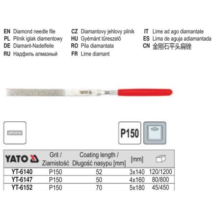 YATO YT-6147 Gyémánt tűreszelő lapos 160 x 50 mm