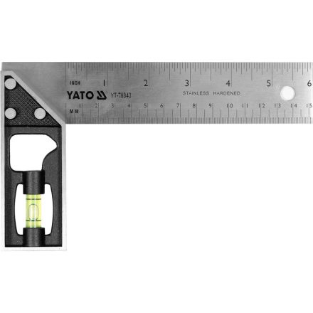 YATO YT-70843 Derékszög 150 mm inox libellával