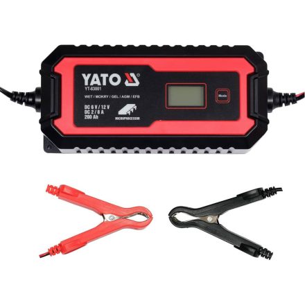 YATO YT-83001 Akkumulátor töltő 6/12 V 2/8 A max. 200 Ah LCD kijelző