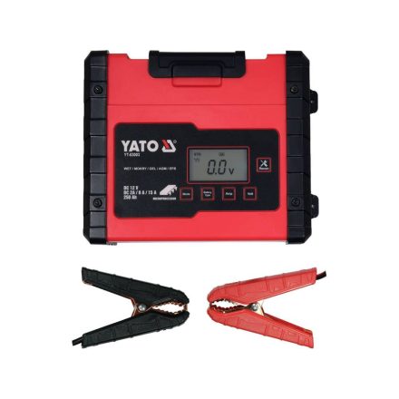 YATO YT-83003 Akkumulátor töltő 12 V 2/8/15 A max. 200 Ah LCD kijelző