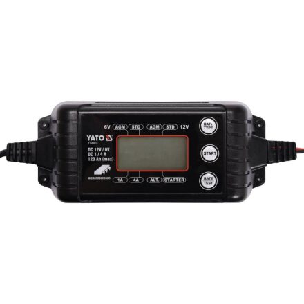 YATO YT-83033 Akkumulátor töltő 6/12 V 1/4 A max. 120 Ah LCD kijelző